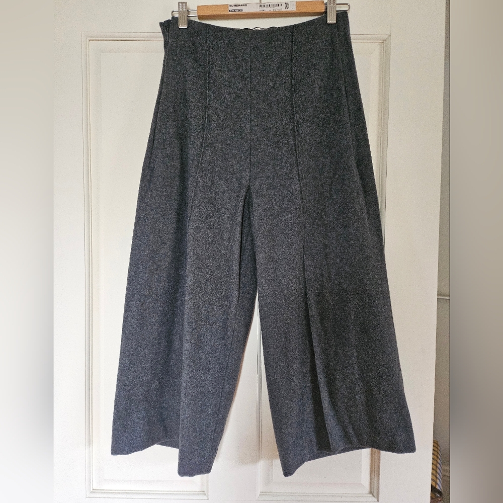 Gray Wide-Leg Women's Pants